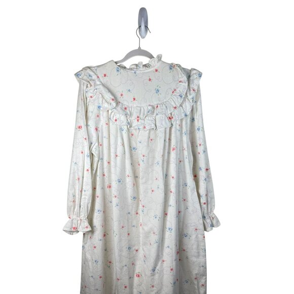 Vintage Lyn Anne Flannel Long Sleeve Floral Feminine Demure Nightgown Maxi - Picture 6 of 9
